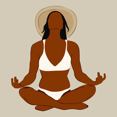 Young Bikini Women. Vector Illustration.