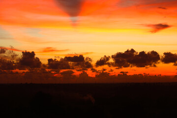 JENEPONTO INDONESIA, March 23, 2021: the sky begins to change color when the sun sets and the clouds take on various forms