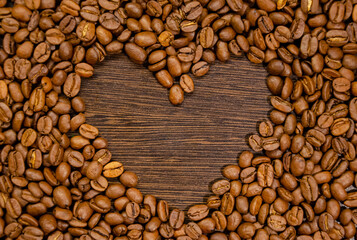 Heart from coffee beans
