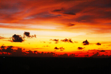 JENEPONTO INDONESIA, March 23, 2021: the sky begins to change color when the sun sets and the clouds take on various forms
