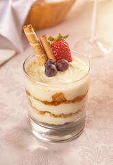 Tiramisu dessert served in a glass