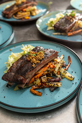 Spare ribs in a restaurant counter