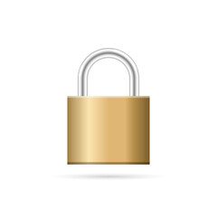 Padlock illustration icon, Vector Realistic Metal lock