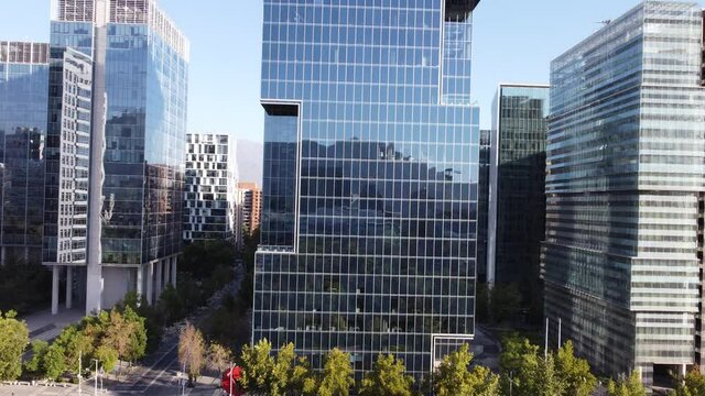 View of Santiago de chile by a drone in the sky, Parque araucano
