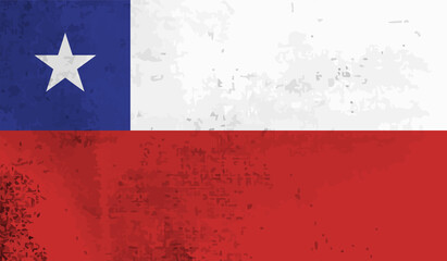 Chile grunge, old, scratched style flag