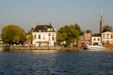 Fototapeta premium View over Schie river in Delft, The Netherlands