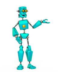 funny robot cartoon showing in a white background