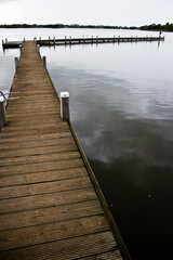 Pier during a storm at the Reeuwijkse Plassen (The Netherlands) near Gouda.