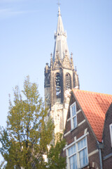 Fototapeta na wymiar Tower of Nieuwe Kerk in Delft (The Netherlands)