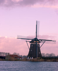 Windmill in the Rottemeren (Bleiswijk, The Netherlands) near Rotterdam. 