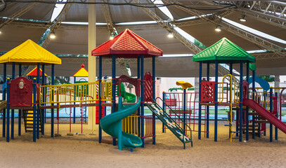 Fototapeta na wymiar Children play area in Khobar Corniche park in Saudi Arabia.