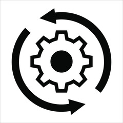 production, productivity black filled vector icon isolated