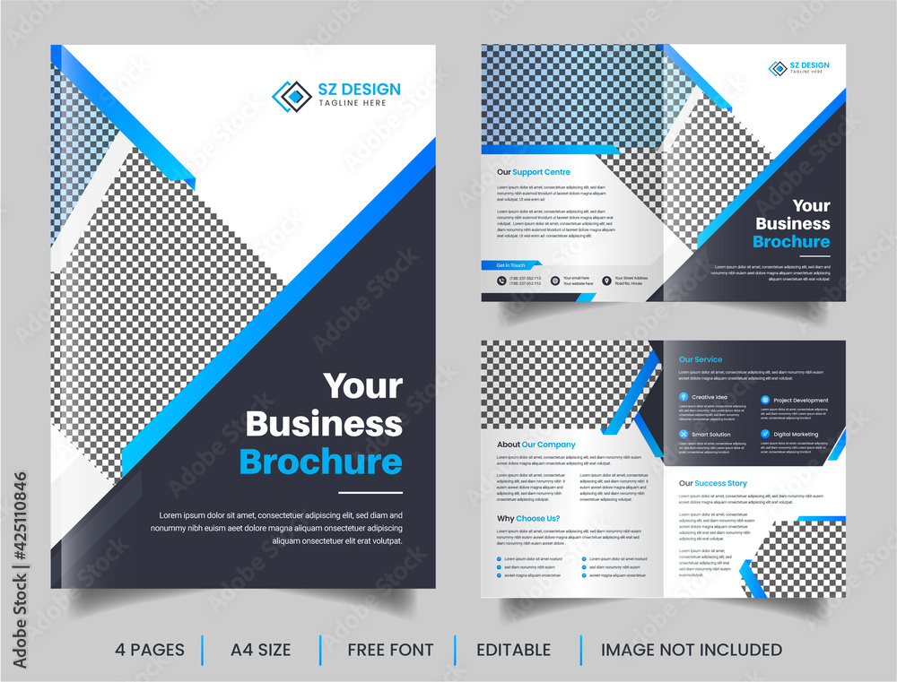 Wall mural Modern corporate business brochure with blue and black color geometric shapes premium vector