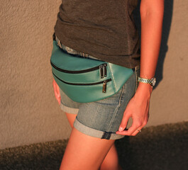 blue waist bag