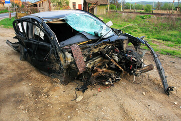 Car wreck after a fatal accident