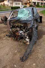 Fototapeta na wymiar Car wreck after a fatal accident