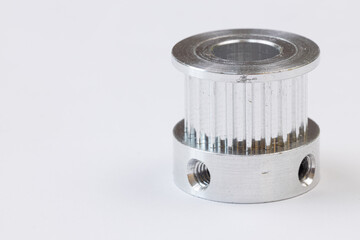 Aluminum pulley for cnc machines above white background