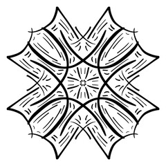 Vector seamless pattern tile - hand drawn decorative symmetrical element