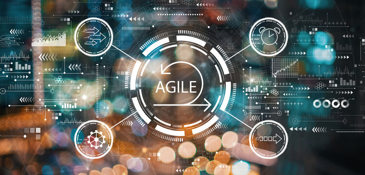 Agile concept with blurred city lights