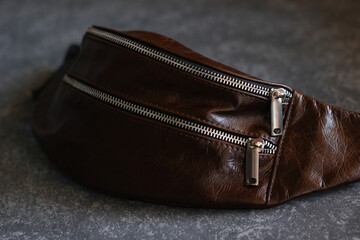 brown leather waist bag