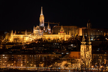 Obraz premium Budapest, Hungary at night view. Buda castle