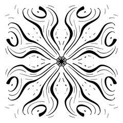 Vector seamless pattern tile - hand drawn decorative symmetrical element