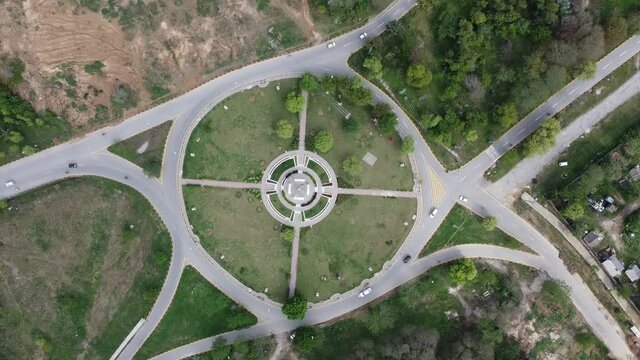 Beautiful aerial view of H8 Roundabout - Islamabad Highway - Expressway - Pakistan 