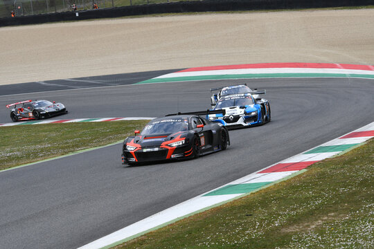 Scarperia, 25 March 2021: Audi R8 LMS GT3 of Rutronik Racing by TECE Team driven by Doppelmayr-Kaffer-Erhart-Herberger in action during 12h Hankook Race at Mugello Circuit in Italy.