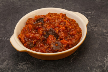 Eggplant saute with tomato and herbs
