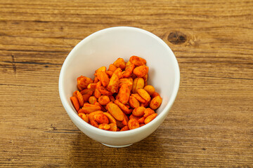Chili peanut snack in the bowl