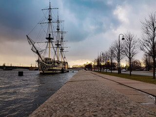 ship at sunset