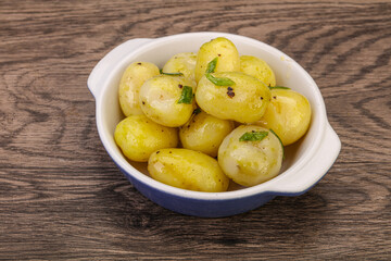 Young boiled potato in the bowl