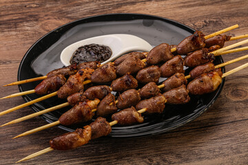 Asian cuisine - chicken hearts skewer
