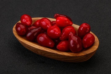 Sweet and ripe cornel berries