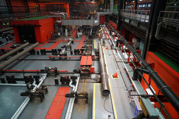 pipe factory or workshop. interior background.