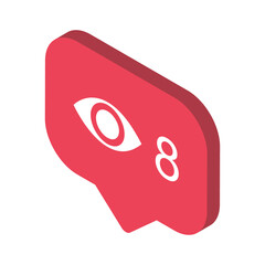 Follower isometric notification symbol for application. Web app button for social media. Vector illustration icon