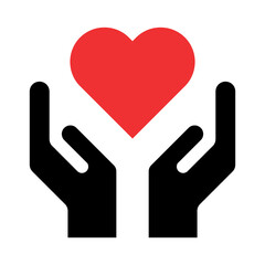 Hope icon, human hand with heart symbol,  help and protection  graphic design, support vector illustration