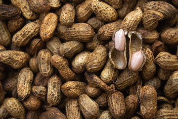 Traditional Indonesian snack, Closeup steamed peanuts. commonly sold by street 