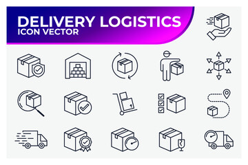 Set of Delivery logistics icon. shipping pack symbol template for graphic and web design collection logo vector illustration