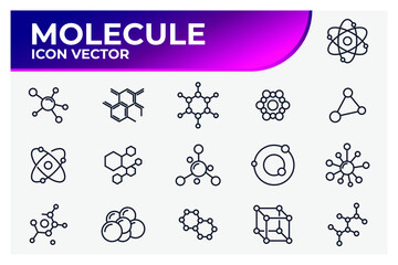 Set of Molecule Icon. Molecule pack symbol template for graphic and web design collection logo vector illustration