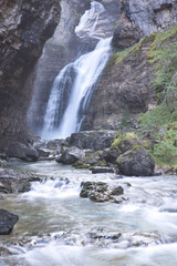 Estrecho waterfall in Ordesa y Monte Perdido National Park, in the Aragonese Pyrenees, located in Huesca, Spain.