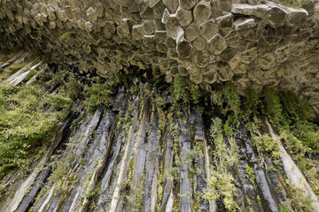 Geological formation of octagonal basalt columns in Garni Gorge called the Symphony of Stones, Garni, Armenia