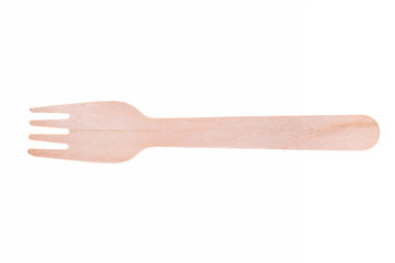 Wooden fork for eating. Disposable accessories for meals outdoors.