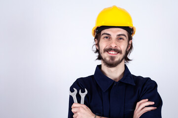 worker men with yellow helmet