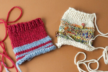 knitted squares using interesting and unusual yarn 