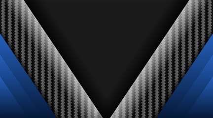 Abstract blue light on black design modern luxury futuristic technology background vector illustration . Contrast dark grey geometric stripes tech banner design