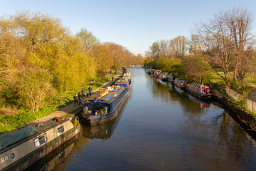 London, UK, 2020: A sunny day in Hackney during Lockdown along the river Lee