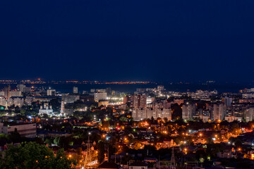 aerial night city view in summer