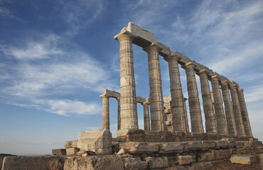 Greece- Panorama of the Ruins of the Temple of Poseidon