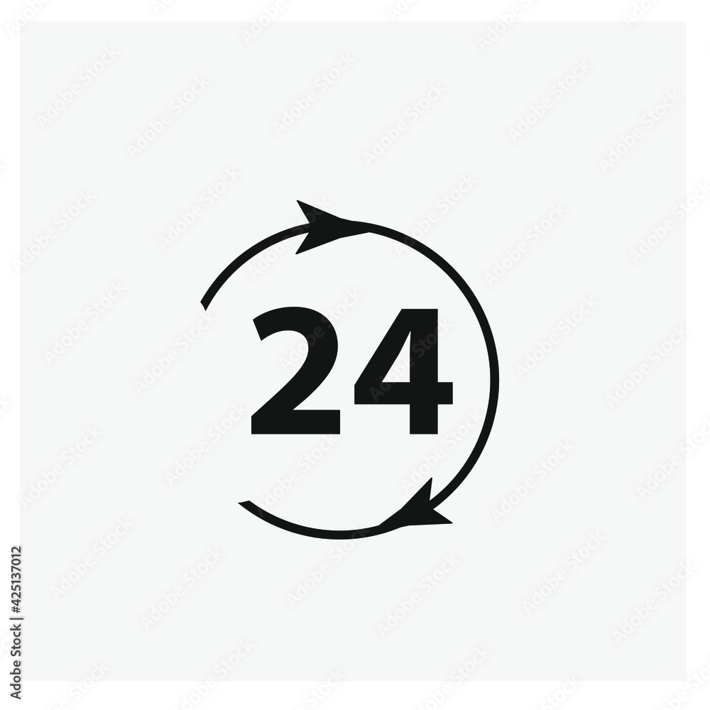 Poster 24 hours service vector icon. editable stroke. linear style sign for use on web design and mobile ap